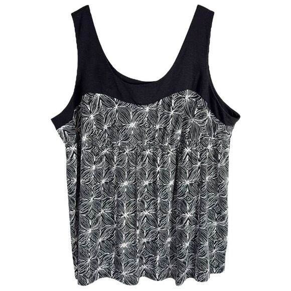 Faded Glory Plus Size 4X Top 26W 28W Sleeveless Tunic Tank Black‎ Knit Long 1432 - Picture 1 of 8